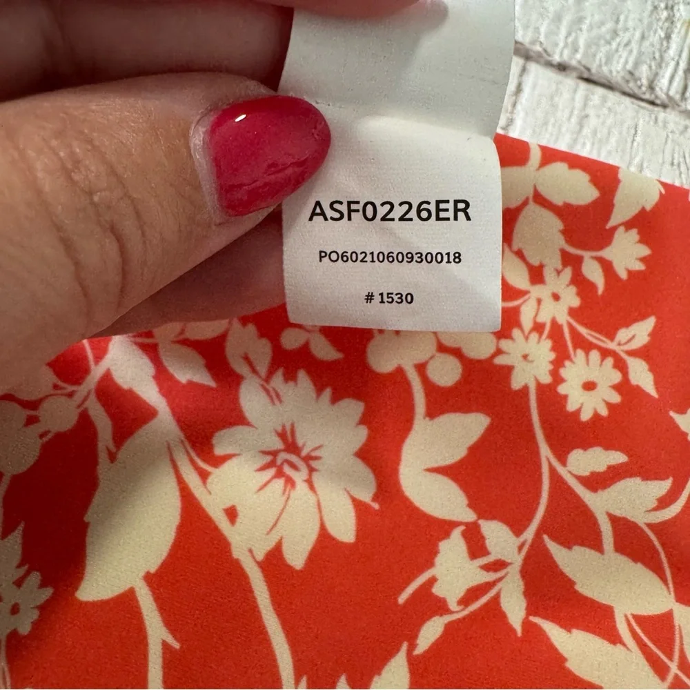 Cupshe Coral Orange Floral Bikini‎ Bottom NWT size Medium Hi-Cut Cheeky